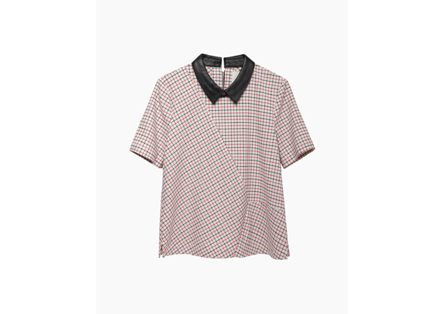 Scout's signature collared shirt gets an update with an asymmetrical check print and leather collar. Band of Outsiders Collared Shirt, available at [link href='http://www.lagarconne.com/store/item.htm?itemid=25813&sid=2684' target='_blank']La Garconne[/link].