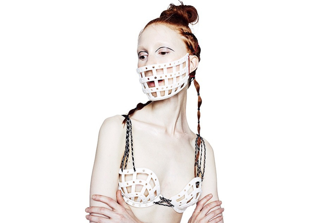 3D Printed Face Mask and bra from SS15 "Formula 15" Collection