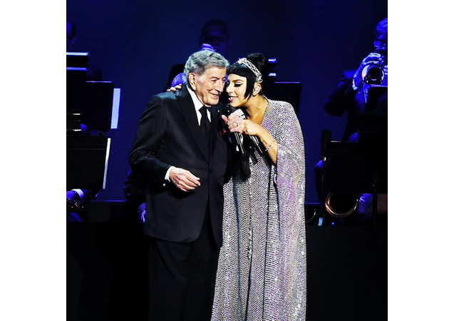 Sharing the stage with Tony Bennett, Gaga wore this bizarre gown.