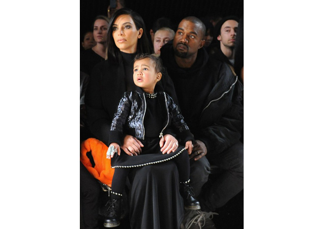 North West attentively watching Alexander Wang's Fall 2015 Ready-to-Wear presentation...before she [link href='http://www.fashionone.com/news/2015/02/16/north-west-pulls-naomi-campbell-disses-alexander-wang/' target='_blank']started crying[/link]. 