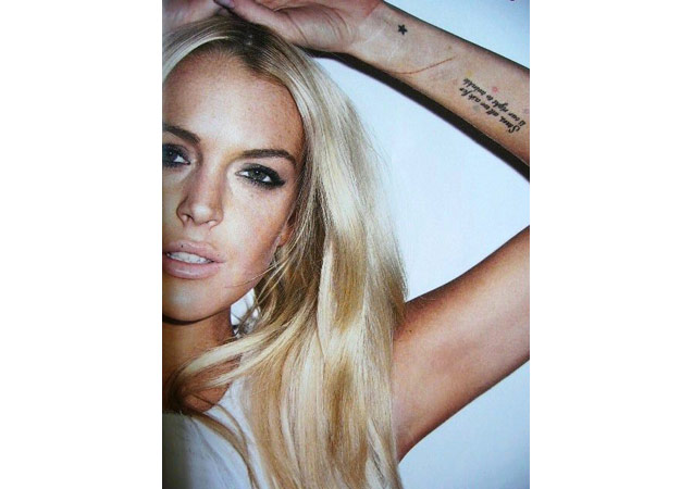 Lindsay Lohan's tattoo says ‘Stars, All We Ask For Is Our Right To Twinkle'. Enough said. Image via [link href='http://saltskn.tumblr.com/' target='_blank']Saltskn[/link]. 