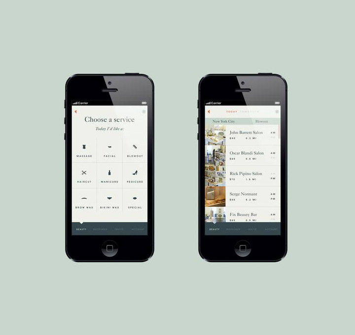 Beautified app launches for beauty appointments on the go