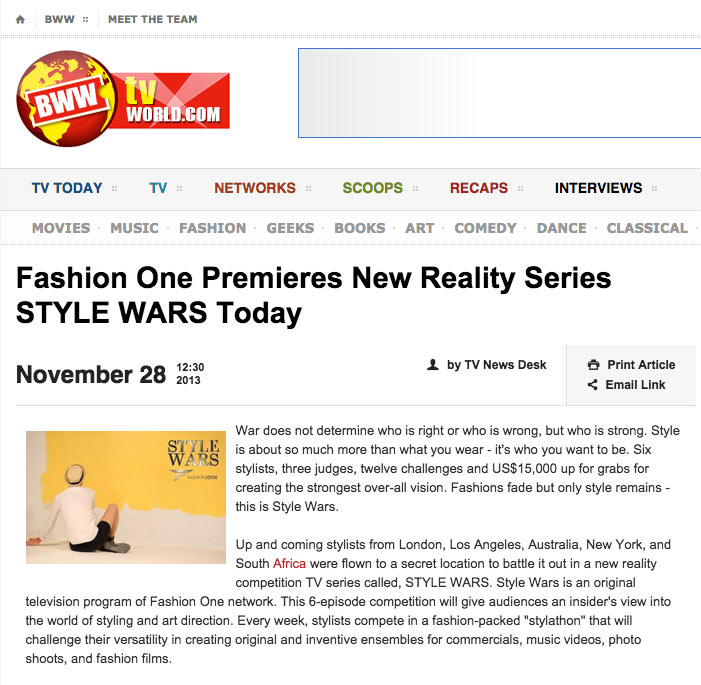 Fashion One Premieres New Reality Series STYLE WARS Today