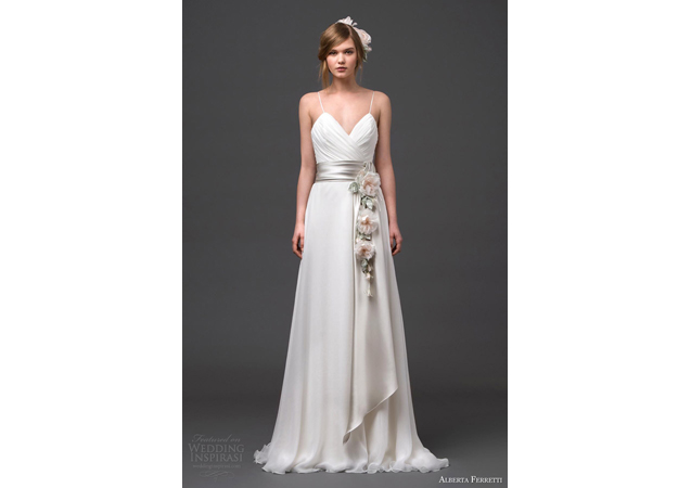 Alberta Ferretti's Adhara is elegant in its simplicity. For inquiries, click [link href='http://worldof.albertaferretti.com/bridal-forever-2015/' target='_blank